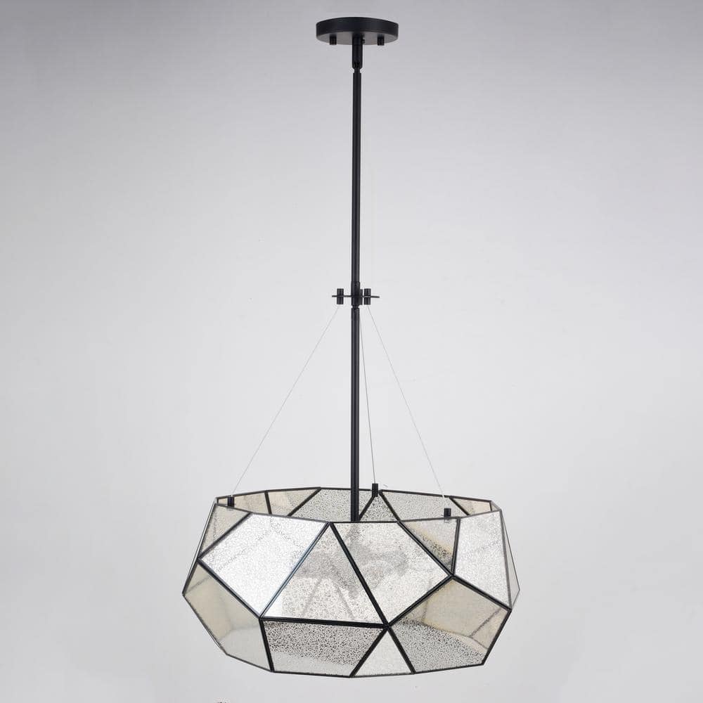 Euclid 20'' Black and Mercury Glass Geometric Pendant Light