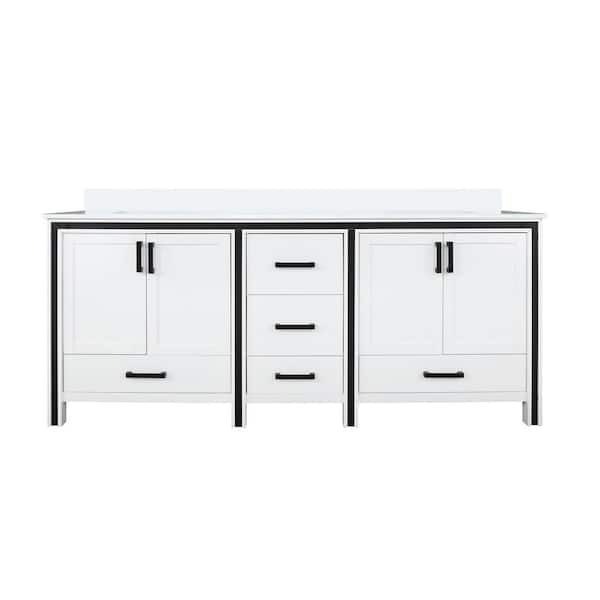 Ziva 72 in. W x 22 in. D White Double Bath Vanity, Cultured Marble Top