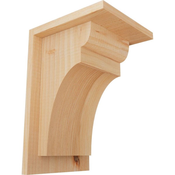 Ekena Millwork 7-1/2 in. x 8 in. x 12 in. Douglas Fir Yorktown Smooth Corbel with Backplate