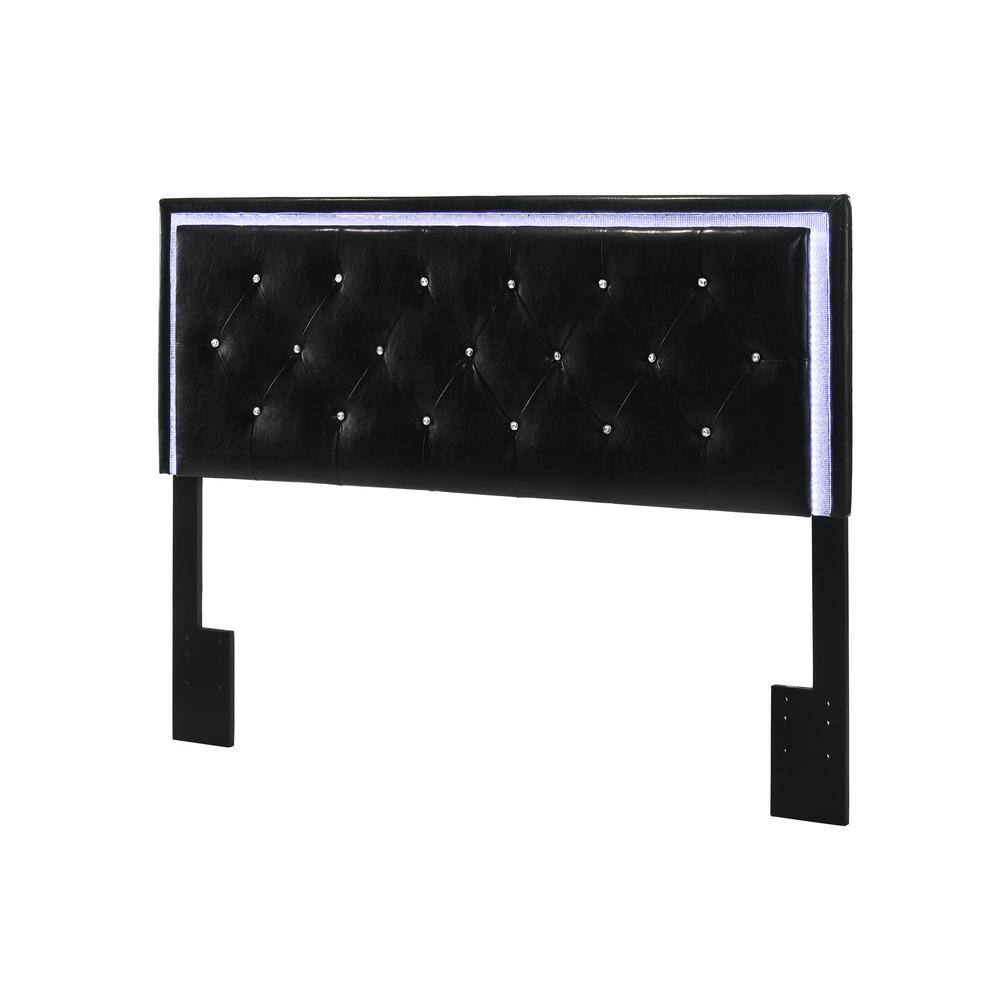 Best Quality Furniture Daisy 64 in. W Black Queen/Full Faux Leather Upholstered Headboard with