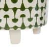 Green and White Footed Stoneware Planter with Abstract Print