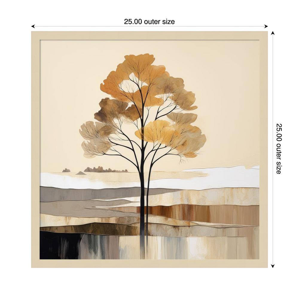 Svelte Natural Framed Abstract Tree Graphic Art Print
