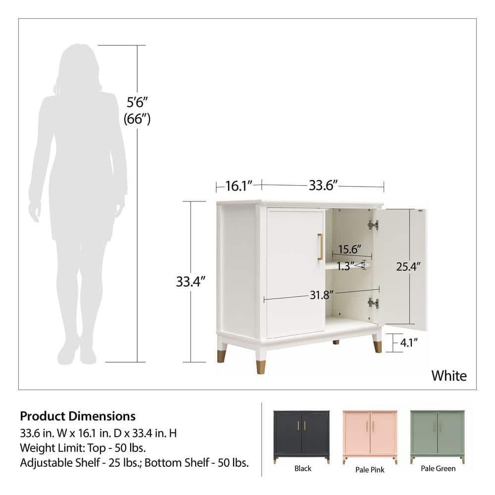 Pale Pink MDF 2-Door Accent Cabinet with Adjustable Shelving