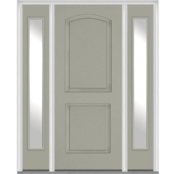 MMI Door 68.5 in. x 81.75 in. Right-Hand Clear 2-Panel Archtop Painted Fiberglass Smooth Exterior Door with Sidelites