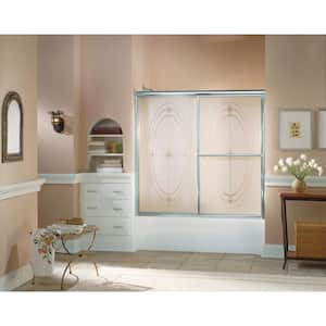 Deluxe 59-3/8 in. x 56-1/4 in. Framed Sliding Bathtub Door in Silver with Handle