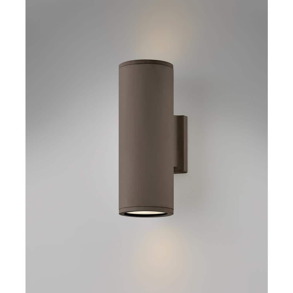 Architectural Bronze Cylinder 2-Light LED Outdoor Wall Mount