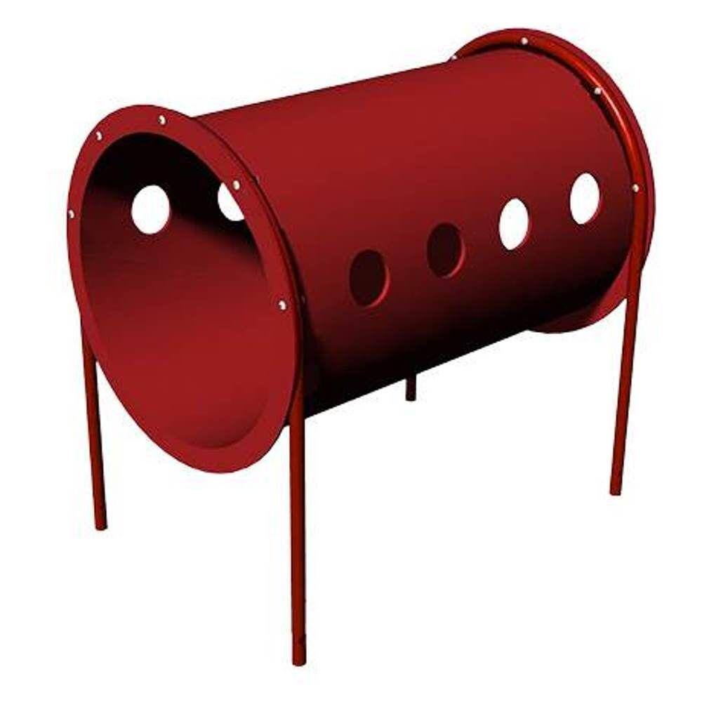 Red Rotomolded Plastic Doggie Crawl Tunnel with Powder-Coated Posts