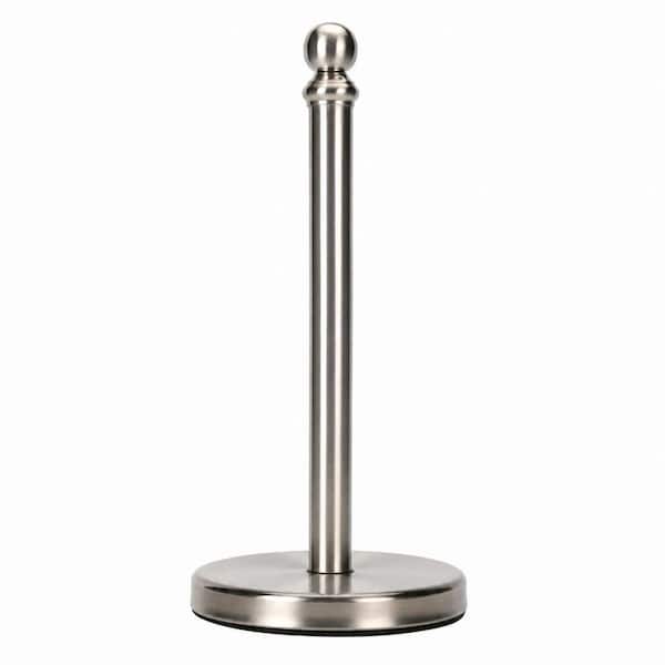 Standing Paper Towel Holder with Weighted Base for One-Handed Operation, Countertop, Brushed Nickel