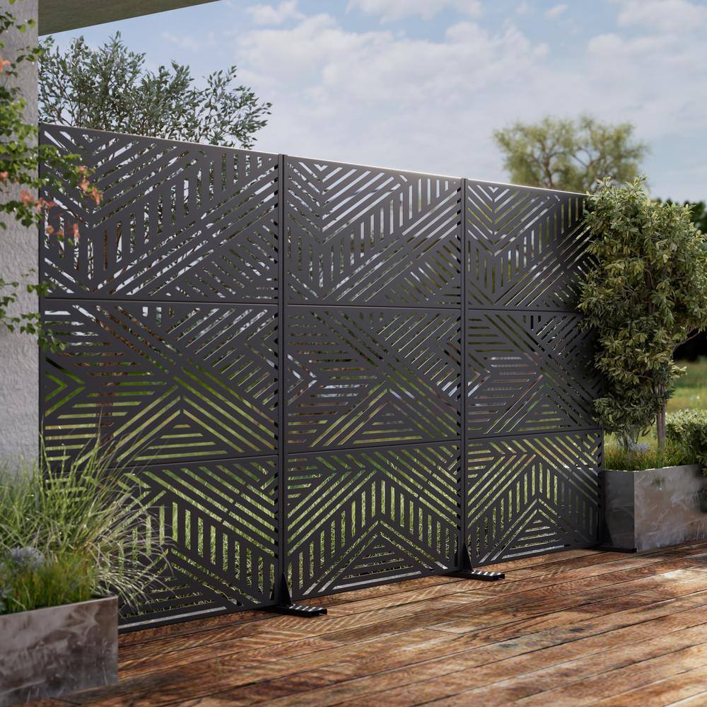 NEUTYPE 72 in. Ivan Metal Outdoor Garden Fence Privacy Screen Garden ...