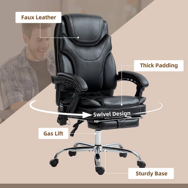 Vinsetto PU Leather Vibration Massage Office Chair with 6 Points