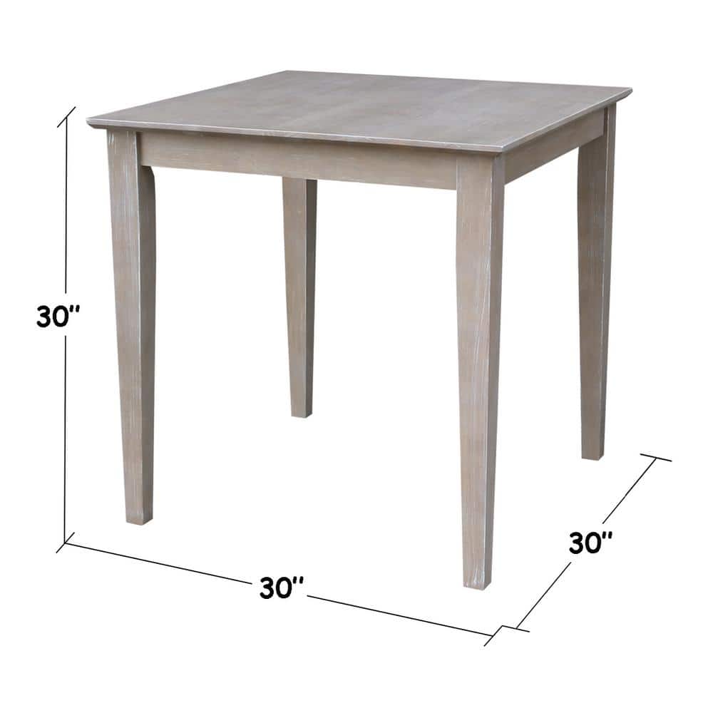 Transitional Solid Wood 30" Square Dining Table in Washed Gray