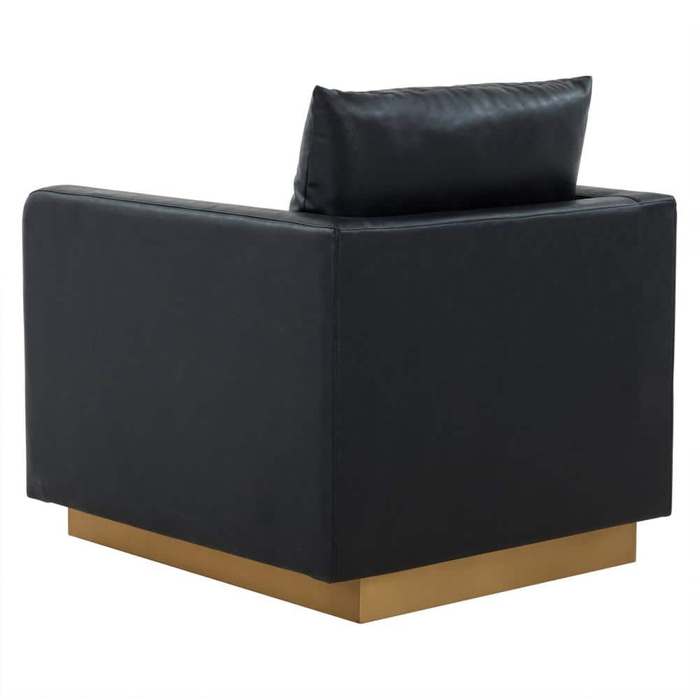 Nervo Black Leather Accent Chair with Gold Base