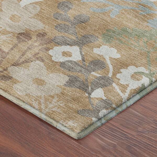 Mayfield Premium Machine Washable Abstract AMF2334 Gold 3 ft. x 4 ft. Area Rug