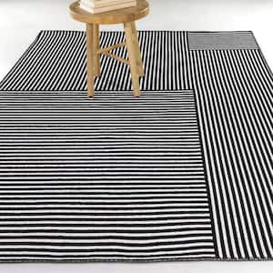 Parnell Black 8 ft. x 10 ft. Striped Area Rug
