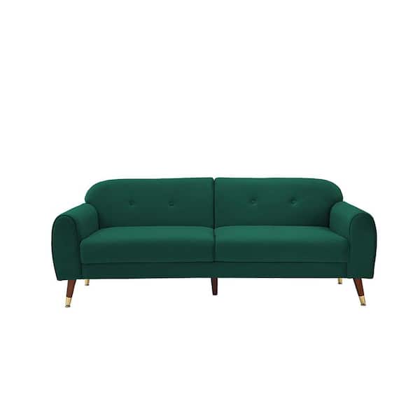 wetiny 27 in. W Square Arm 1-piece L Shaped Velvet Modern Sectional Sofa in Green