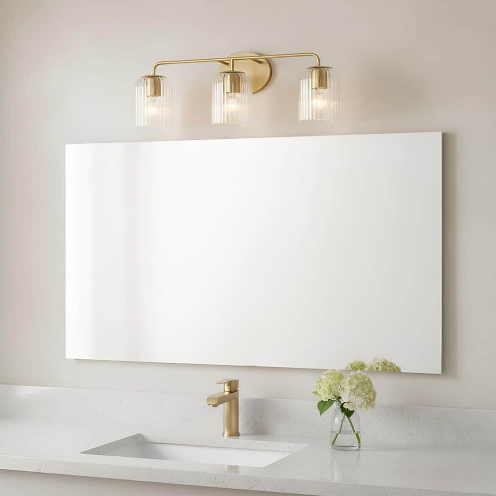 Generation Lighting Eisele 24 in. W x 8.375 in. H 3-Light Satin Brass ...
