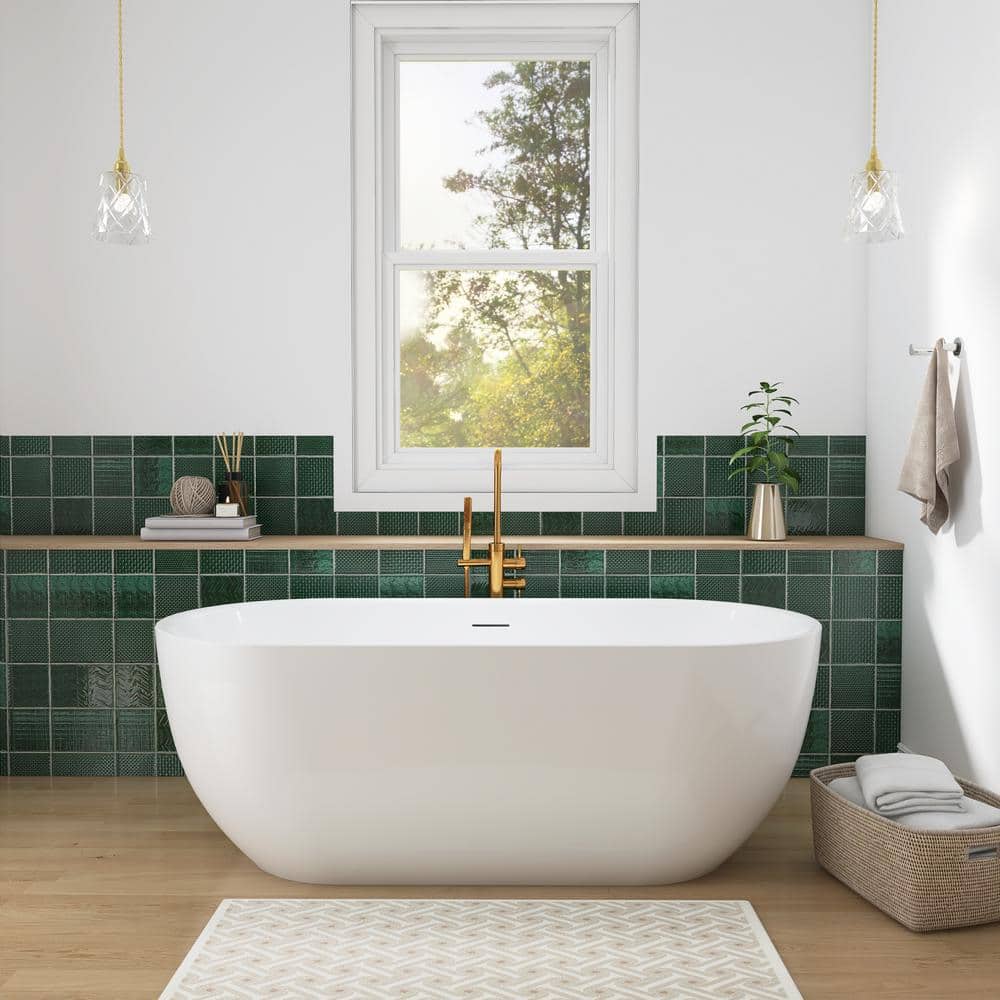 Adecab 67 in. x 31.5 in. Acrylic Freestanding Flatbottom Double