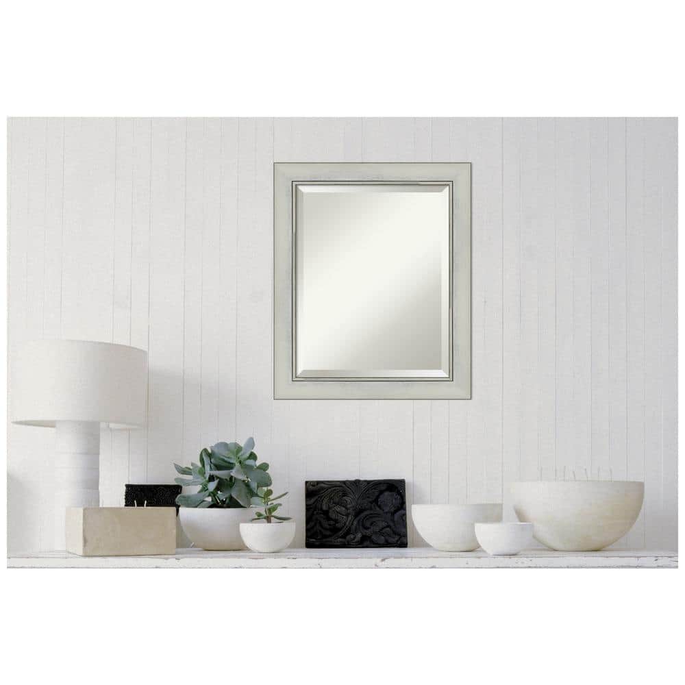Flair Silver Patina Rectangular Wall Mirror with Beveled Glass