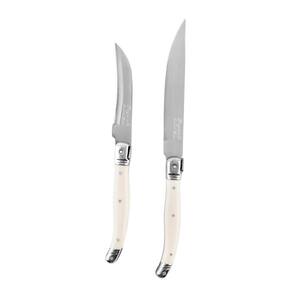 Laguiole 2-Piece Stainless Steel Citrus Knife Set with Faux Ivory Handles