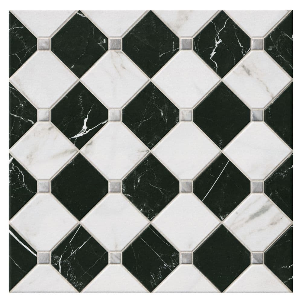 Caela Noir Blanc 17 in. x 17 in. Matte Porcelain Marble Look Floor and Wall Tile (14.05 sq. ft. /Case) price history on PriceWatchPro