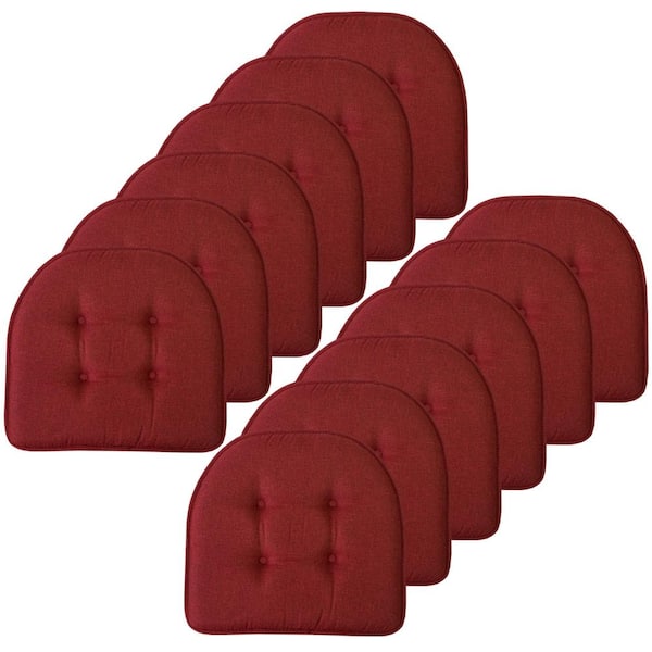 Sweet Home Collection Solid U-Shape Memory Foam 17 in. x 16 in. Non-Slip Indoor/Outdoor Chair Seat Cushion (12-Pack), Wine