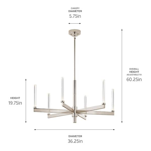 Kichler Sycara 6-Light Polished Nickel Modern/Contemporary Led Crystal Chandelier