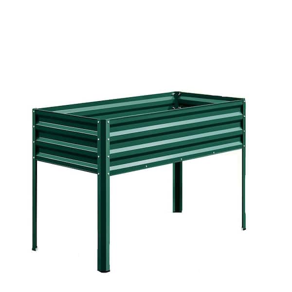 48 in. x 24 in. x 30 in. Green Metal Raised Garden Bed with Legs Galvanized Elevated Planter Box
