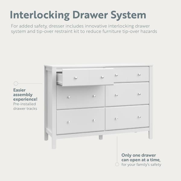 Storkcraft Horizon White 6-Drawer 47.88 in. Wide Dresser