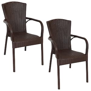 Segesta Wenge Plastic Indoor Patio Outdoor Armchair (Set of 2)