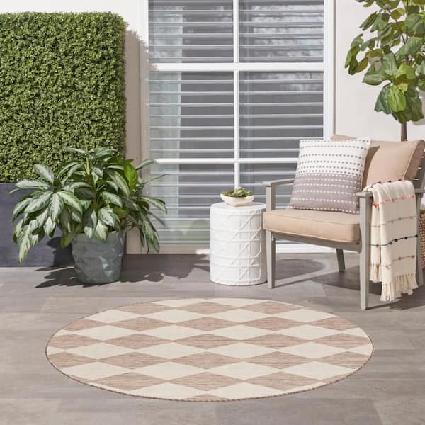 Positano Beige 5 ft. Round x 5 ft. Diamond Contemporary Round Area Rug