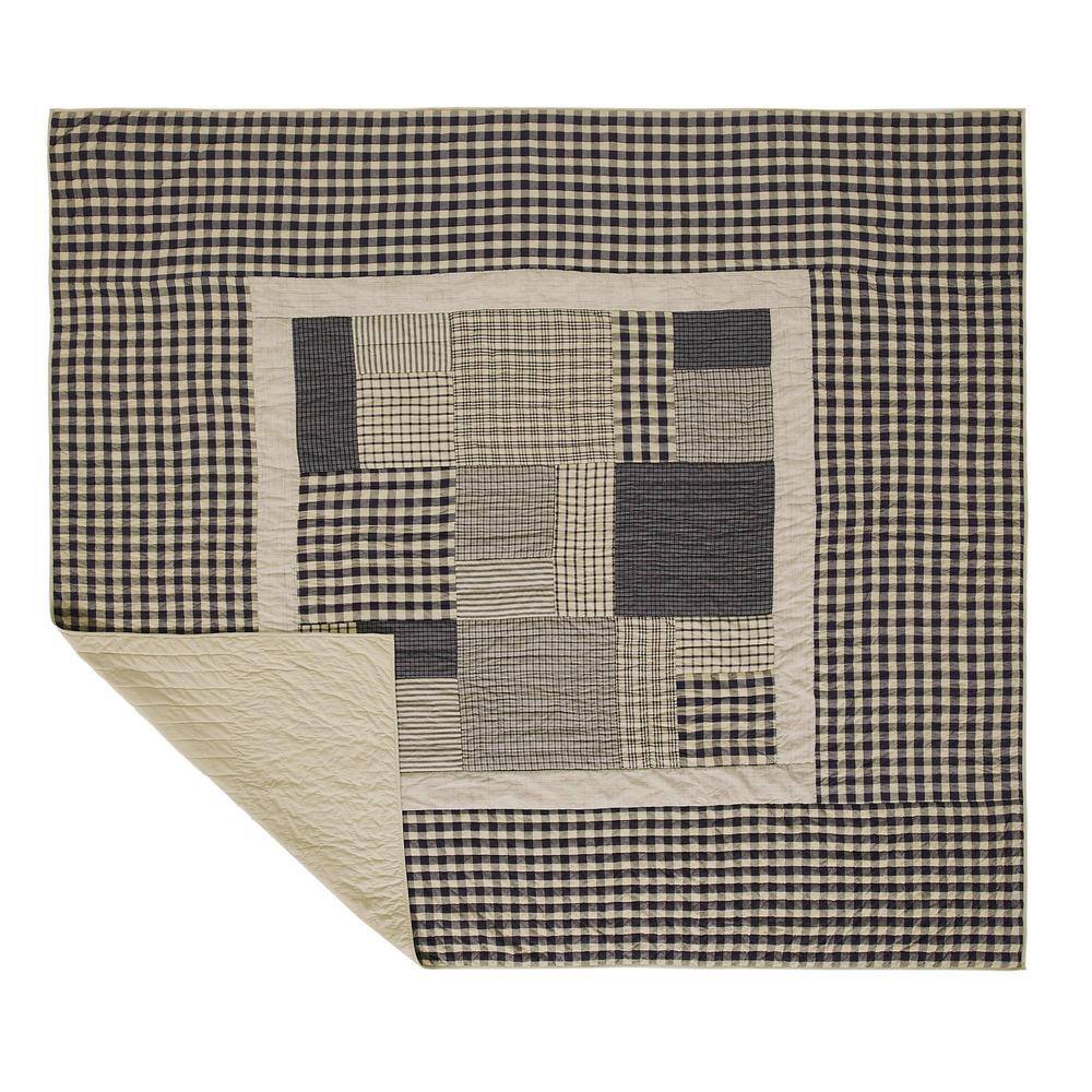 King Navy Cotton Reversible Patchwork Quilt