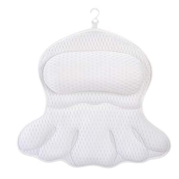 Adrinfly Luxury Bath Pillows for Tub, Head, Neck and Back Support with 4D Air Mesh Cushions and Non-Slip Suction Cups in White