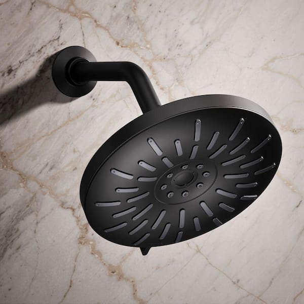 Bellerose 3-Spray Patterns 1.75 GPM 8 in. Wall Mount Fixed Shower Head in Matte Black