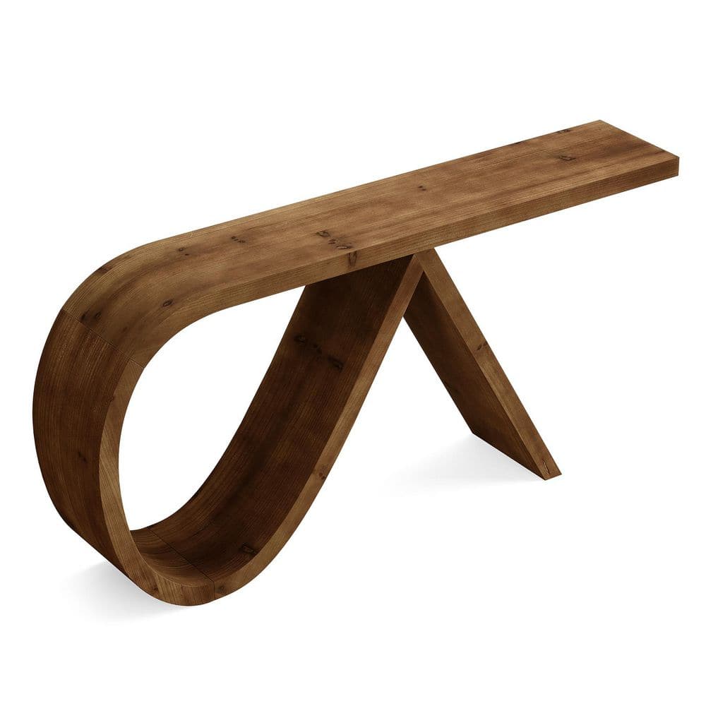 Walnut 57 in. Solid Wood Console Table with Unique Legs, Long Farmhouse Entryway Table for Living Room, Hallway price history on PriceWatchPro