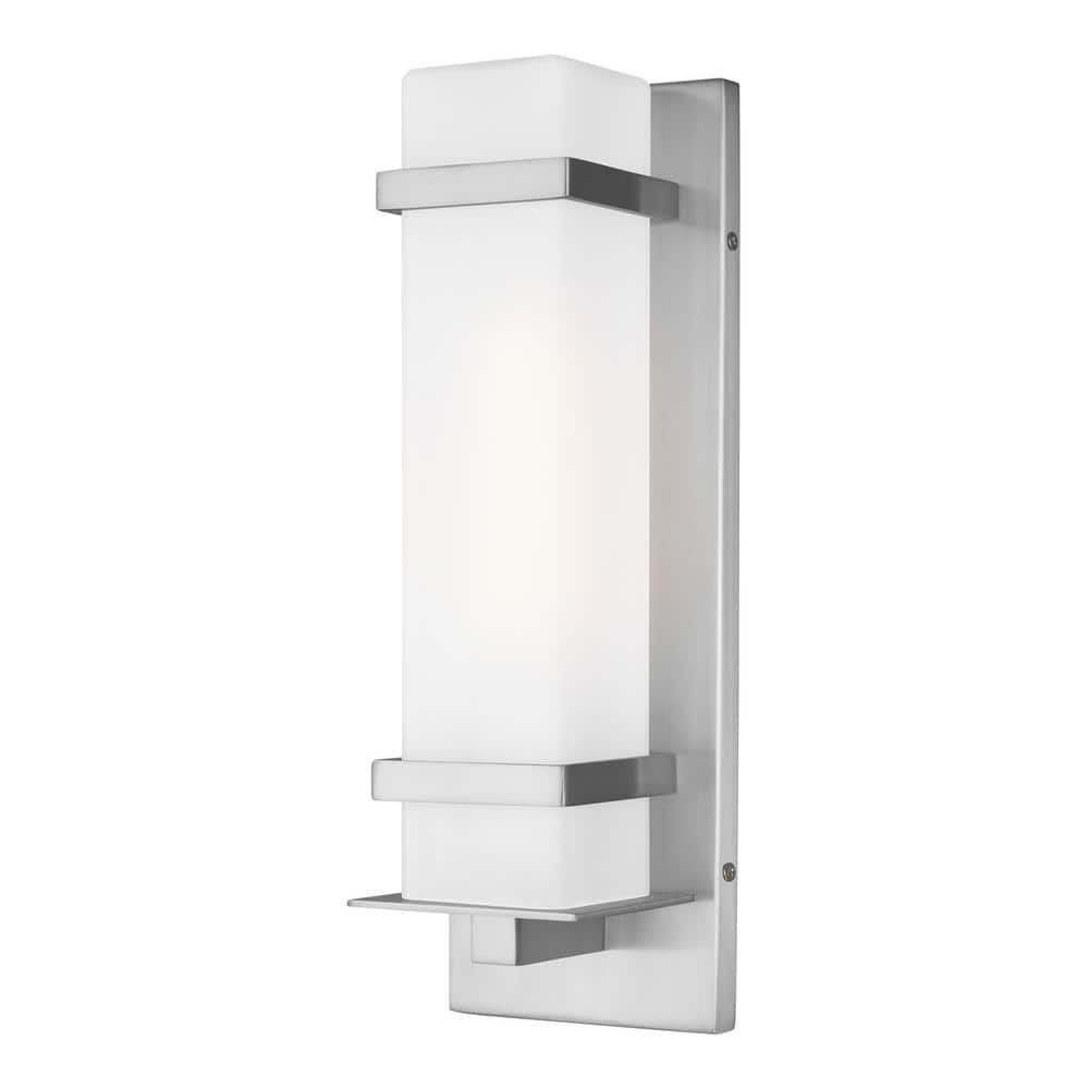 Satin Aluminum LED Sconce with Etched Opal Glass Shade