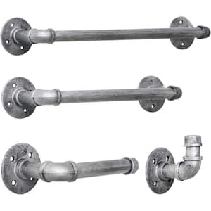 12 in. Wall Mounted, Towel Bar in Antique Silver, 24 in. 4-Pieces