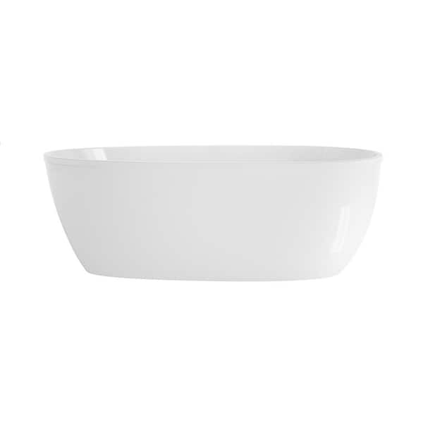 JACUZZI STRETTO 59 in. x 30 in. Acrylic Freestanding Flatbottom Soaking Bathtub Universal End Drain in White