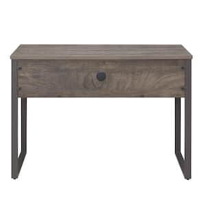 Kona Writing Desk 44 in Rectangular Oak/Gunmetal Gray Laminate Desk with Recessed Lower Storage/Electronics Shelf