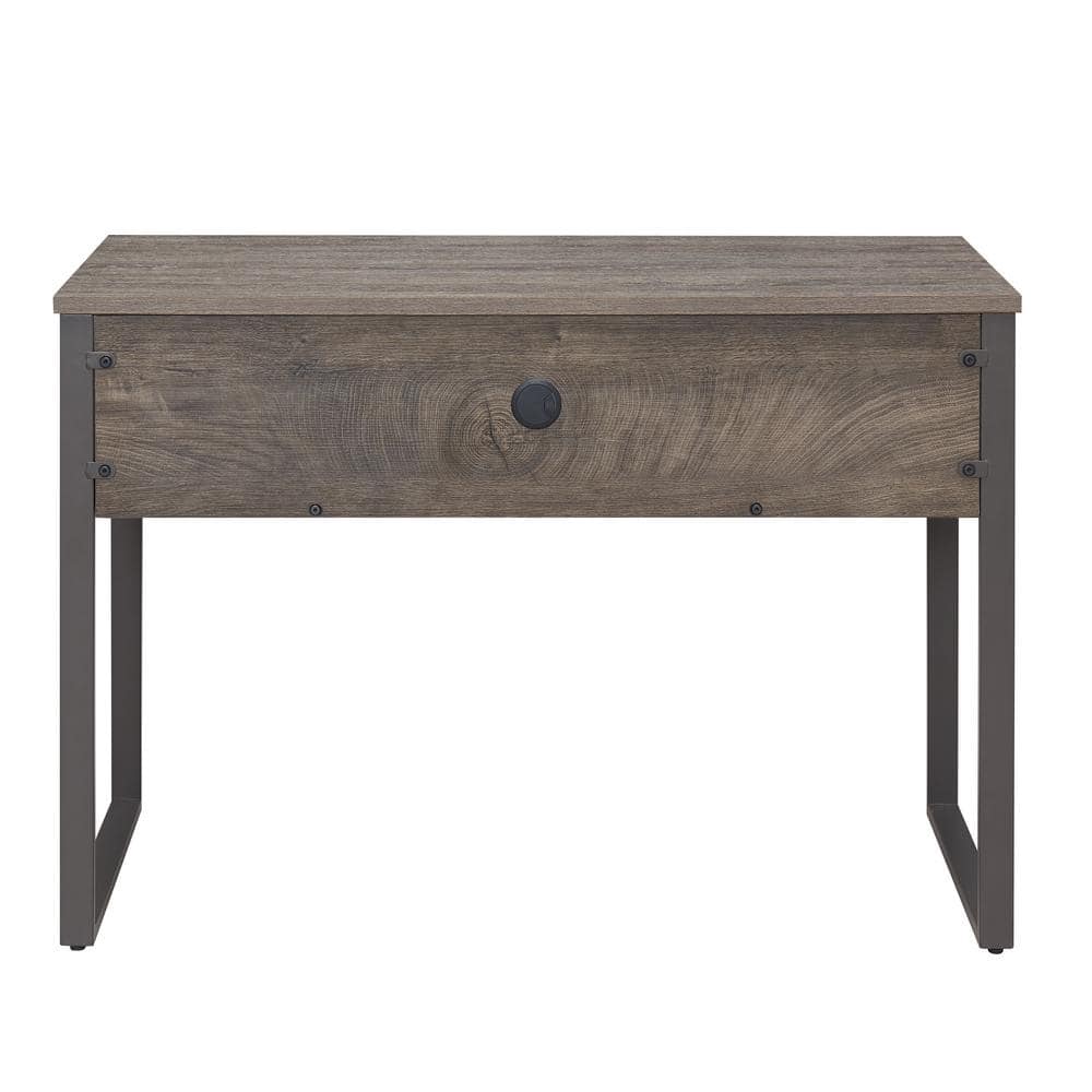 Gray Wood and Metal Desk with Lower Shelf