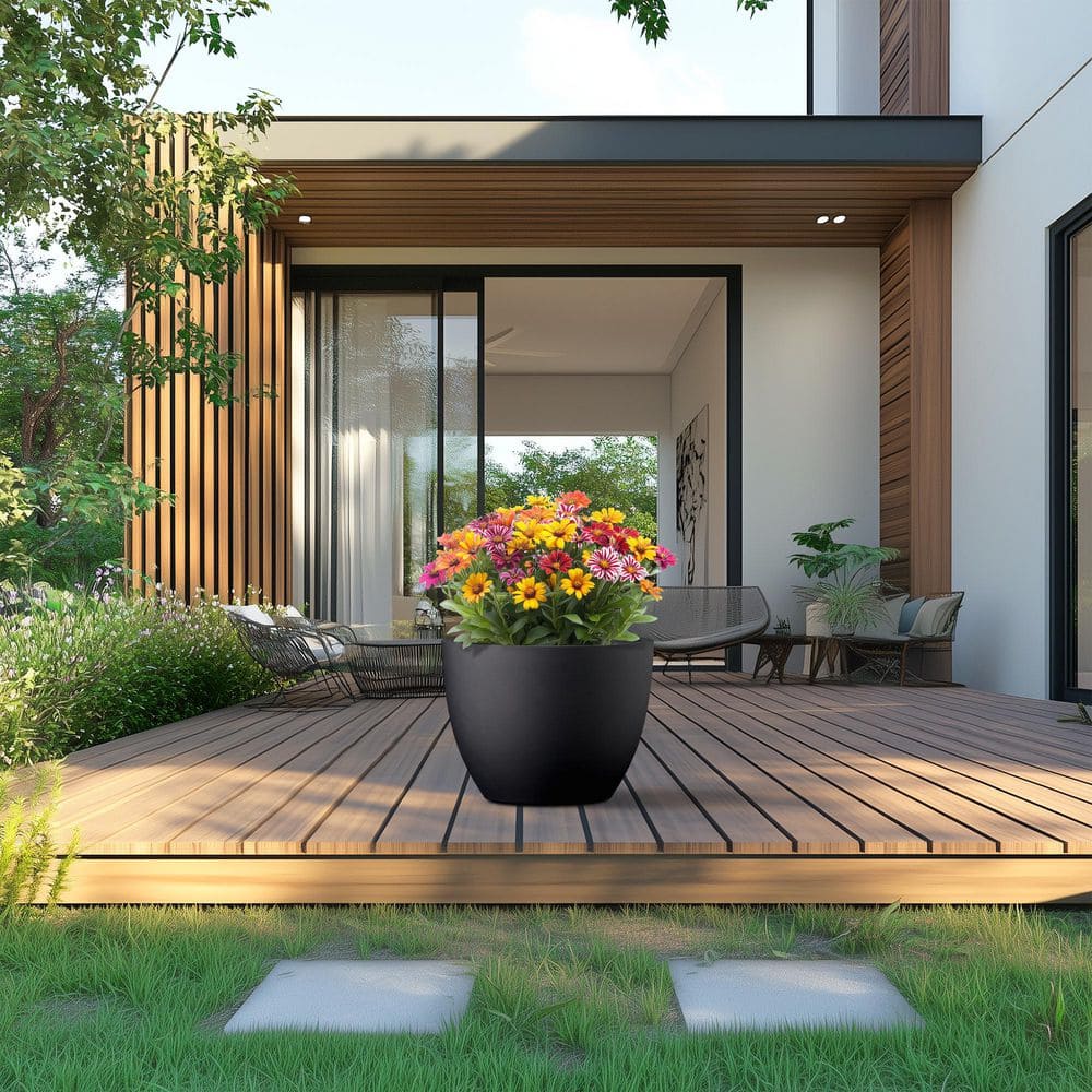 17.5 in. Large Charcoal Black(Enhanced Core) Concrete Round Planter / Pot with Drainage Holes price history on PriceWatchPro