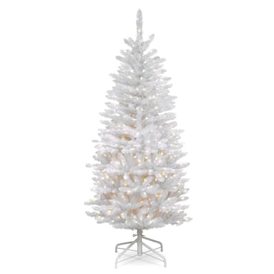 4.5 ft. Kingswood White Fir Pencil Artificial Christmas Tree with Clear Lights