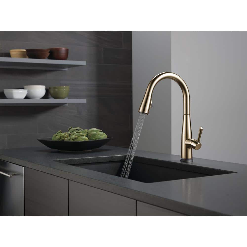 Champagne Bronze Single Handle Pull-Down Kitchen Faucet with Touch2O Technology