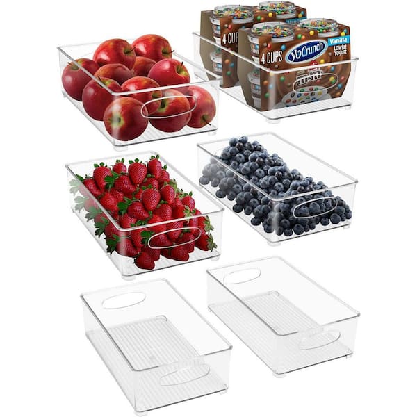 Sorbus 6-Pack Clear Plastic Stackable Pantry Organizer Set Storage Bins for Fridge
