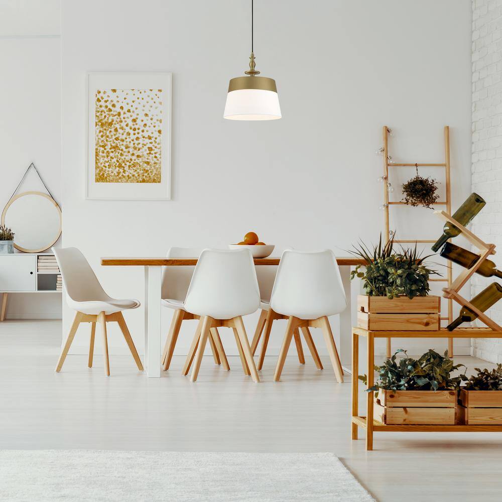 Ava Brushed Gold Drum Pendant Light with White Shade