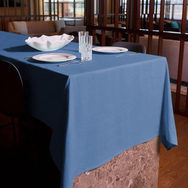 Charleston 60 in. W x 102 in L Ash Blue Solid Cotton Rich Tablecloth
