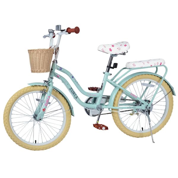 20 Inch Green Carbon steel Girls Bike With Basket Without Training Wheels for Ages 7-10