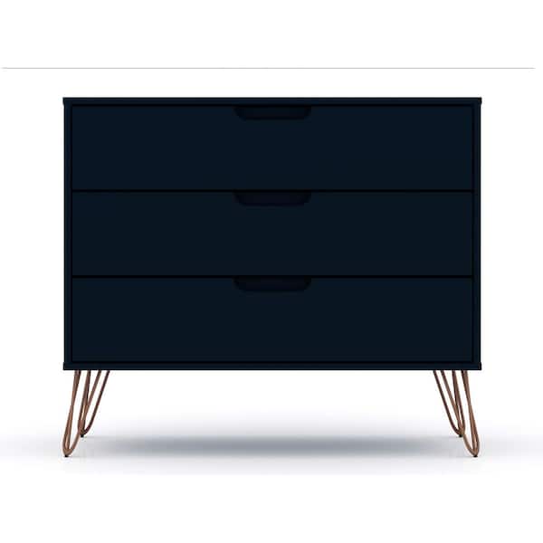 3-Drawer Tatiana Midnight Blue Mid-Century Modern Dresser