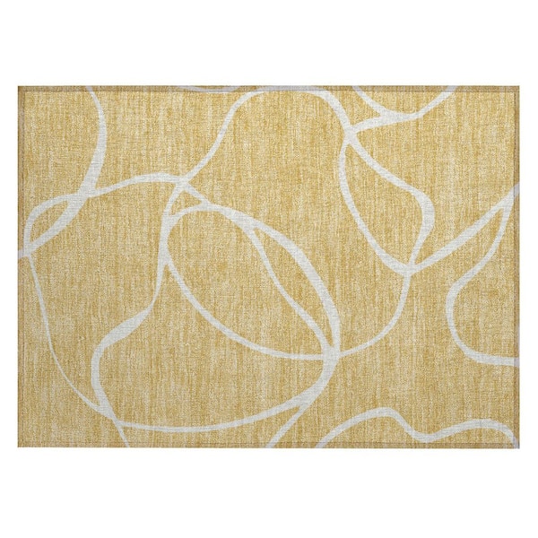 Chantille Machine Washable Indoor/Outdoor Abstract ACN999 Gold 1 ft. 8 in. x 2 ft. 6 in. Area Rug