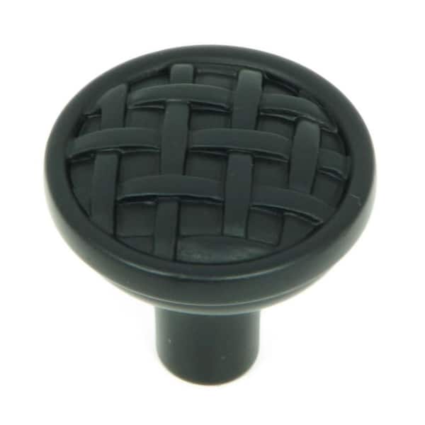 Stone Mill Hardware Basket Weave 1-3/8 in. Matte Black Round Cabinet Knob (10-Pack)