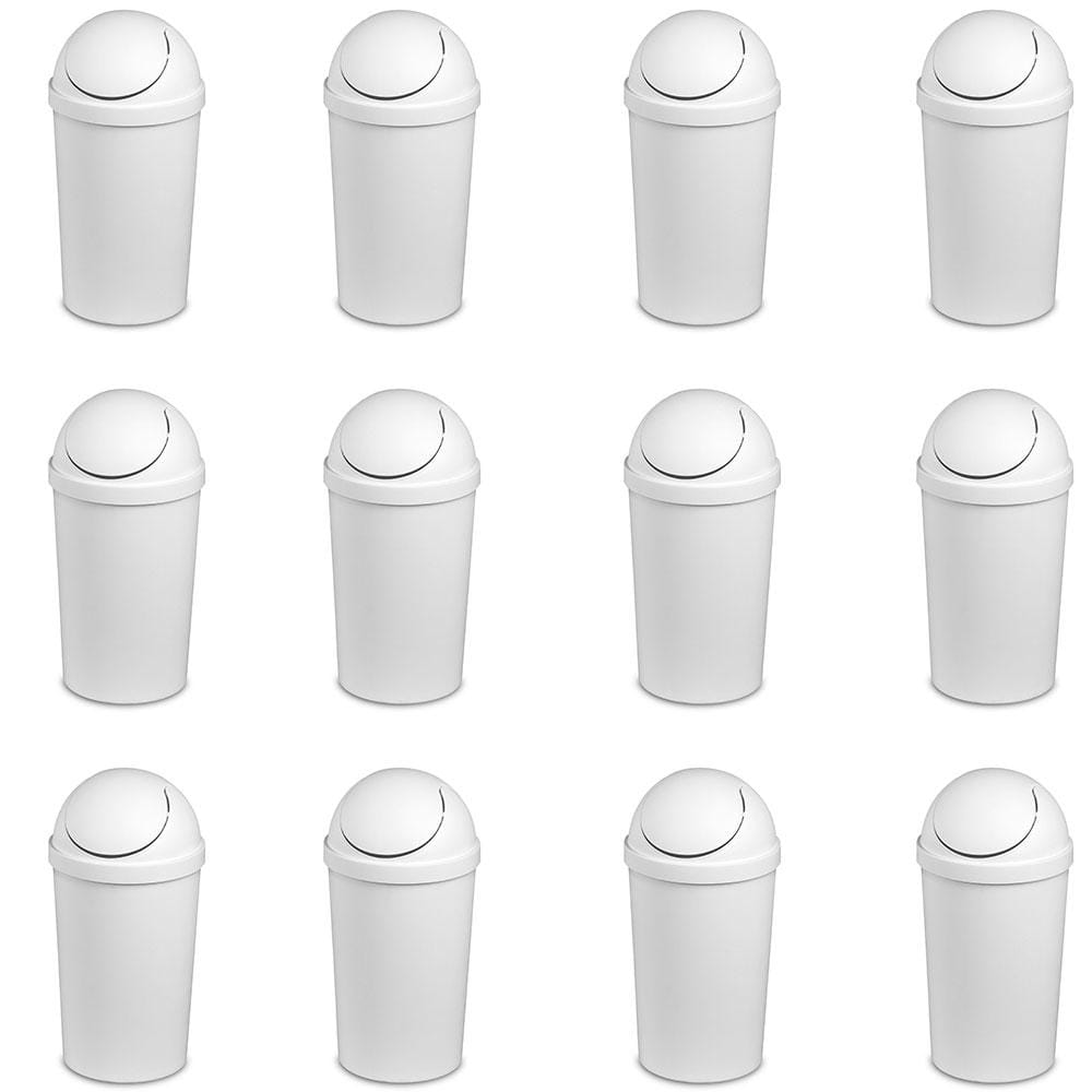 Sterilite 11 gal. Slim Handsfree Portable Wastebasket Trash Can, White (12 Pack)